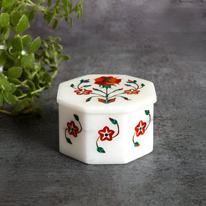 Joyero de mármol hecho a mano de lujo, organizador elegante de piedra tallada, regalo de boda, decoración del hogar, almacenamiento de recuerdo moderno duradero - Product Image 1