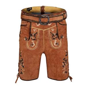 Custom Made Bavarian Lederhosen Cow Suede <b>Leather</b> Mid-Waist <b>Shorts</b> with Embroidered German Style Solid Color Latest Arrival - Product Image 3