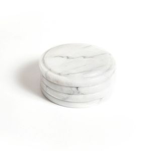Posavasos de piedra octogonal de mármol blanco elegante Juego de 4 posavasos de bebida elegantes para protección de mesa y decoración del hogar - Product Image 3