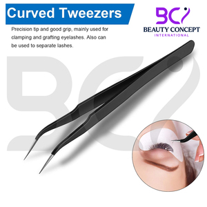2 pièces de pinces d'extension de cils noires à pointe fine, droites et incurvées Outil de beauté de qualité supérieure pour l'extension de cils - Product Image 3