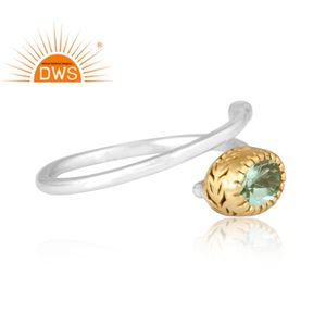 Best Selling Fine Sterling Silver Natural Green Amethyst Gemstone <b>Adjustable</b> <b>Ring</b> Custom Jewelry Manufacturer - Product Image 2