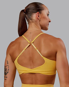 Hot Selling <b>Yellow</b> Color Twist Sports Bra & Shorts <b>Women's</b> Sets Breathable Gym Workout 2 Piece Set Beach Summer <b>Women's</b> set - Product Image 5