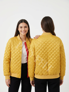 Blouson Bomber matelassé à motif personnalisé, couleur marron uni, fermeture éclair sur le devant, col côtelé, léger, décontracté, respirant, pour l'hiver - Product Image 6