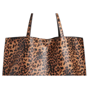 Borsa Tote Reversibile in Ecopelle Grande Capacità, Chiusura Aperta, Stile Street Level, Moda Invernale, Colore Leopardato/Nero Tinta Unita in PU - Product Image 3