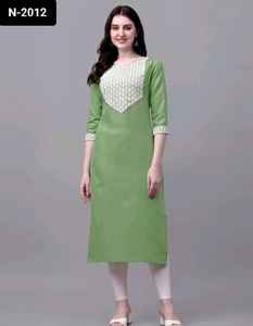Ropa informal y diaria india de algodón Rubi con bordado de algodón Dhaga Work Reaymade Kurtis Colecciones para mujeres Simple Kurtis - Product Image 2