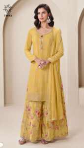 Excellente qualité Designer fantaisie tenue Chinon Salwar Suit & Dupatta avec broderie lourde travail Top qualité vente entière approvisionnement - Product Image 6