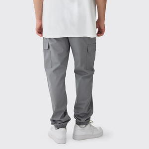 OEM/ODM Pantalon de survêtement pour hommes 100% coton Logo imprimé en 3D de couleur grise unie Streetwear 4 poches Pantalon de survêtement pour hommes - Product Image 3
