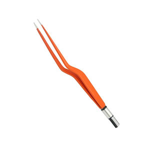 Pince à coagulation bipolaire de haute qualité pointe baïonnette incurvée, revêtement orange, acier allemand avec broche, pince bipolaire - Product Image 4