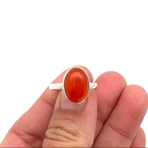 Bague classique en argent massif 925, bijoux pour femmes, argent sterling 925, pierre précieuse cornaline, tendance, faite à la main, cadeau de mariage, fête, maman - Product Image 1
