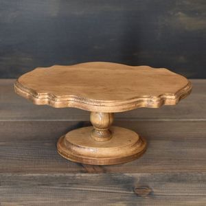 Soporte de madera para pasteles con plato redondo grueso y base de soporte hecha a mano, ideal para el estilo rústico del hogar y eventos festivos - Product Image 4