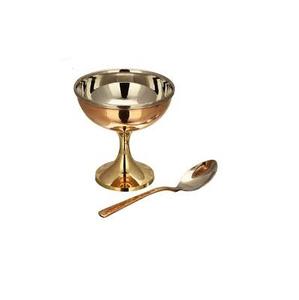 Bol à glace en acier inoxydable avec cuillère à pieds courts et fourchettes pour les collations aux fruits pour le produit Offre Spéciale - Product Image 1