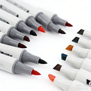 ओम कस्टम थोक शराब आधारित 24/48/160/320 रंग ब्रश और चिसल दोहरी युक्तियों कला मार्कर पेन के साथ डबल मार्कर पेन - Product Image 3