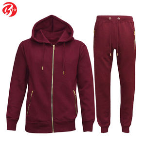 Hombres Plain Slim Fit Chándales Conjunto de algodón de lana Top Bottoms Jogging Joggers Gym Wear Chándales Set - Product Image 3