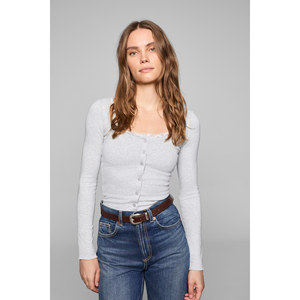 Conjunto de Dos Piezas GRIMELANGE ELVURA para Mujer: Blusa con Cuello de Tela Elástica y Detalle de Encaje con Botones y Camiseta sin Mangas - Product Image 3