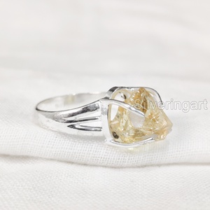 Rough Stone Jewelry Women's <b>Ring</b> Natural Raw Citrine Gemstone November Birthstone <b>Boho</b> <b>Ring</b> Jewelry 925 Sterling <b>Silver</b> <b>Ring</b> - Product Image 3