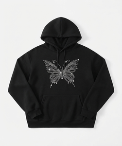 Cute Floral Butterfly <b>Aesthetic</b> Oversized Hoodie Vintage Graphic Pullover Sweatshirt <b>Tops</b> Custom Minimal Designs Wholesale - Product Image 2