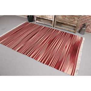 Tapis Kilim turc 4,7x7,4 pieds, motif plantes et arbres rouges, tapis en laine vintage - Product Image 1