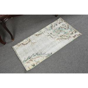 พรมขนสัตว์สีเบจสีเขียวคลาสสิกงานแฮนด์เมดขนาด1.6X3ฟุตสไตล์ตุรกีสี่เหลี่ยมงานเย็บปะต่อกันทำจากยางรองหลังสำหรับห้องนั่งเล่นห้องนอนวัยรุ่น - Product Image 2