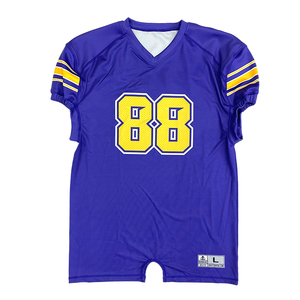 Maillot de football américain violet de qualité supérieure, séchage rapide, uniforme d'équipe, numéro personnalisé, vêtements de sport, col en V, manches courtes pour l'entraînement - Product Image 2
