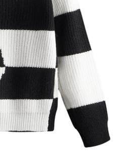 Customized Women <b>Black</b> White Patchwork Turtleneck Sweater Winter Warm Knitted <b>Long</b> <b>Sleeve</b> Casual Oversized Pullover Fashion <b>Top</b> - Product Image 6