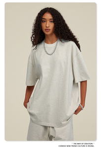 305gsm Heavy algodón de gran tamaño Drop Shoulder Unisex moda camiseta casual diario de manga corta Camiseta de los hombres para los hombres - Product Image 3