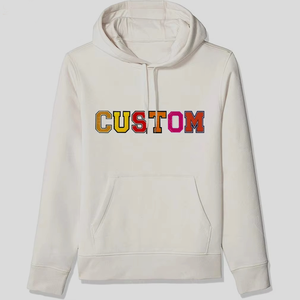 Sweat à capuche avec logo personnalisé de haute qualité pour hommes Veste à capuche en broderie de chenille lavée avec motif solide - Product Image 3