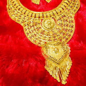 24 Carat Gold Plated Unisex Classic Jewelry <b>Set</b> Includes <b>Silver</b> <b>Earrings</b>-for Anniversary India Exported Bulgaria Turkey Germany - Product Image 1