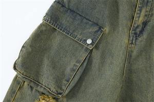 Pantalones Cargo Holgados Personalizados para Mujer, Cintura Alta, Estilo Vintage, con Bolsillos, Pantalones Cargo Desgastados con Roturas para Mujer - Product Image 5