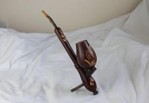 Futeng Vintage Bent Type Frosted Portable Long Stem Pipa para fumar de madera con caja de regalo para hombres y mujeres - Product Image 2