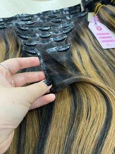 Clip sans couture dans l'extension de faisceau de cheveux humains 100% brut vietnamien Remy naturel vendeur Clip in - Product Image 3