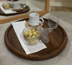 Assiettes de présentation en bois massif faites à la main les plus vendues décorations de mariage populaires polies ensembles de plats durables-commande minimum 50pcs - Product Image 1