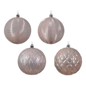 Boule de Noël Kaemingk 1 pièce, rose blush, plastique, assortie, 10 cm, ornement pour décorations festives - Product Image 1