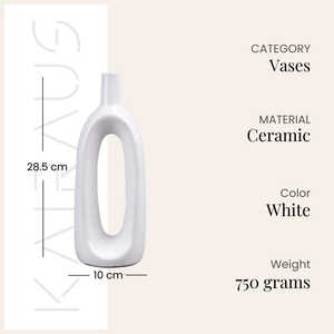 Jarrón de Cerámica Blanco Aura, Hecho a Mano, Estilo Chino Tradicional, Diseño Minimalista Moderno Rústico, Decoración para el Hogar, Uso en Mesa - Product Image 6