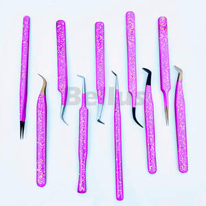 Pinzas recubiertas de purpurina púrpura claro, herramienta de pestañas de etiqueta personalizada, pinzas de Punta puntiaguda de agarre liso sostenible para uso diario de extensión - Product Image 5