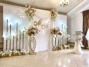 New Arrival Gold Stainless Steel White Acrylic Wall Panels <strong>Wedding</strong> Centerpieces Acrylic <strong>Wedding</strong> <strong>Backdrop</strong> <strong>Stand</strong> for Event - Product Image 6