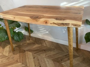 Mesa de Escritorio Recta de Madera de Acacia, Hecha a Mano con Madera Maciza, Borde Natural Grueso, para Oficina en Casa y Muebles de Lujo - Product Image 4