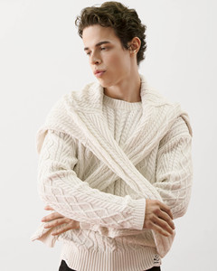 Suéter de Hombre para Invierno, Sólido, Transpirable, Casual, de Manga Larga, Tejido de Cable, 100% Algodón, con Bordado Técnico, Corte Regular, Estilo Informal - Product Image 5