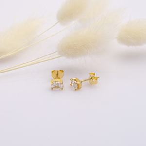 Recktangle forma Baguette CZ piedra Stud pendiente turco venta al por mayor hecho a mano 925 joyería de plata esterlina - Product Image 4