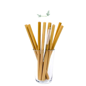 หลอดไม้ไผ่พร้อมแปรงทําความสะอาด หลอดนํากลับมาใช้ใหม่ได้ย่อยสลายได้สําหรับเด็กและผู้ใหญ่ ทางเลือกจากธรรมชาติที่ทําด้วยมือจากพลาสติก - Product Image 1