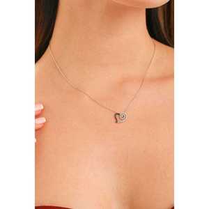 925 Sterling <b>Silver</b> Spiral Heart Necklace with White Zircon Diamond Platinum Bezel Setting Rhodium Plated <b>Box</b> <b>Chain</b> Trendy Style - Product Image 1