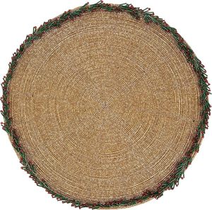 Unique Circular Shaped Glass Beaded Placemat Luxury Decorative <b>Dining</b> <b>Table</b> <b>Cover</b> for Wedding Christmas & Family Gatherings - Product Image 1