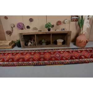 พรมขนแกะสีขาวสีแดงแบบดั้งเดิมดั้งเดิมขนาด2,8X12ฟุตสไตล์วินเทจสไตล์ตุรกีผืนใหญ่แบบแอบสแตรกต์รูปสี่เหลี่ยมผืนผ้าสำหรับห้องโถงห้องโถงห้องโถง - Product Image 4