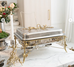 Réchaud à buffet en métal élégant et durable, bec verseur, qualité supérieure, lavage à la main uniquement, pour les cuisines de restaurants, les salles de réception - Product Image 1