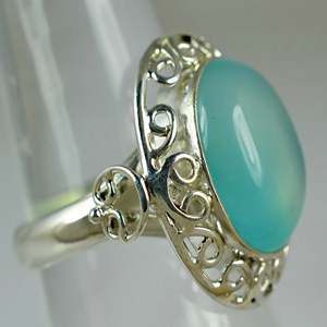 Navya <b>Craft</b> Handmade 925 Sterling Silver Boho <b>Ring</b> March Birthstone Chalcedony <b>Ring</b> with Custom US Size Navya <b>Craft</b> Jewelry - Product Image 4