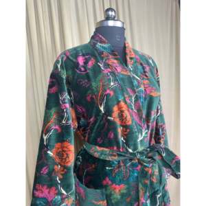 Luxury Unisex Velvet <b>Kimono</b> Elegant Reversible <b>Silk</b> Lined Quirky Gown Soft Autumn Winter Christmas Gift House Robe Boho <b>Jacket</b> - Product Image 5