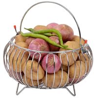 Étagère de rangement de cuisine sur pied, non pliable, en fer, à trois niveaux, de style indien, avec support pour fruits, artisanale, couleur personnalisable, motif pomme