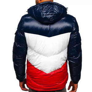 2025 chaquetas de burbujas acolchadas brillantes informales para hombre, plumón grueso de invierno con cierre de cremallera, lona con capucha, servicio OEM, Impresión de hojaldre - Product Image 6