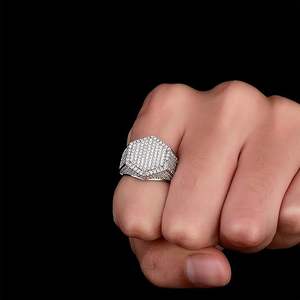 Anillo de Compromiso Hexagonal de Plata de Ley 925 con Moissanita en Engaste de Bisel, Chapado en Oro, Estilo Vintage para Mujer - Product Image 2