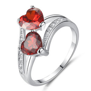 Hot Selling Zirkon Verlobung ringe Romantische Double Love Hearts Versprechen Trau ringe für Frauen - Product Image 4
