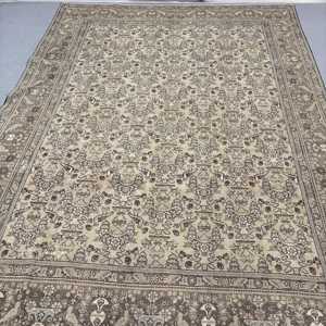 Turkish Oversize Rug, 9.5x13.1 ft Vintage Rug, <b>Brown</b> Plants & trees <b>Wool</b> Rug - Product Image 1